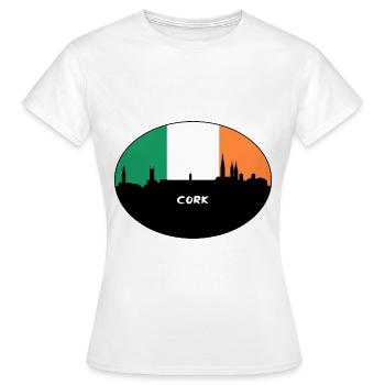 Cork Ireland Flag Skyline Travel Souvenir - Women's T-Shirt - white - Front - AI Model Female 172 dark (172cm)