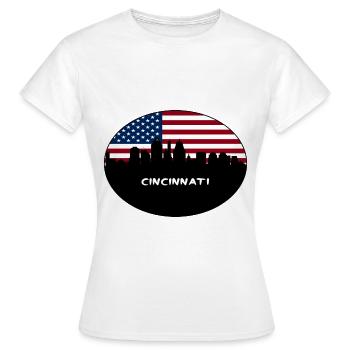 Cincinnati Ohio USA Flag Skyline Souvenir de voyage - T-shirt Femme - blanc - Devant - AI Model Female 172 dark (172cm)