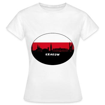 Krakau Polen Flagge Skyline Silhouette Reisen - Frauen T-Shirt - Weiß - Vorne - AI Model Female 172 dark (172cm)