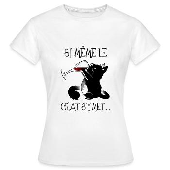 Chat qui picole .. - T-shirt Femme - blanc - Devant - AI Model Female 172 dark (172cm)