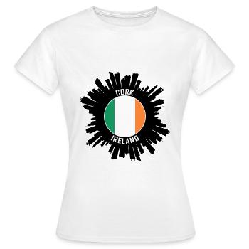 Cork Skyline Ireland Flag Travel Souvenir - Women's T-Shirt - white - Front - AI Model Female 172 dark (172cm)