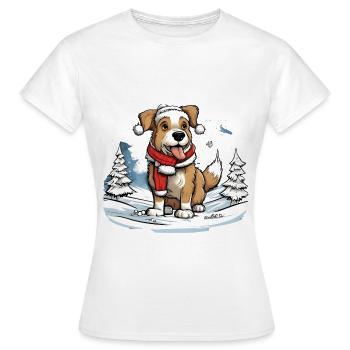 Chien festif - T-shirt Femme - blanc - Devant - AI Model Female 172 dark (172cm)