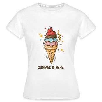 Eis Summer is here Eiscreme Eisdiele Sommerzeit - Frauen T-Shirt - Weiß - Vorne - AI Model Female 172 dark (172cm)