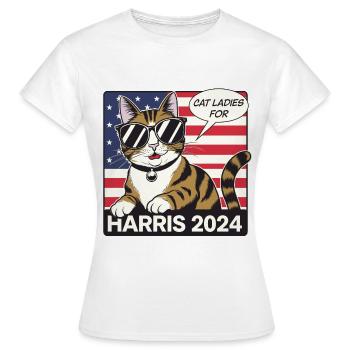 Cat Ladies For Harris 2024 USA Amerika - Frauen T-Shirt - Weiß - Vorne - AI Model Female 172 dark (172cm)