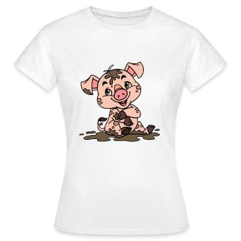 Dreckige Sau - Frauen T-Shirt - Weiß - Vorne - AI Model Female 172 dark (172cm)