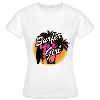 Fille surfeur plage plage été soleil été - T-shirt Femme - blanc - Devant - AI Model Female 172 dark (172cm)
