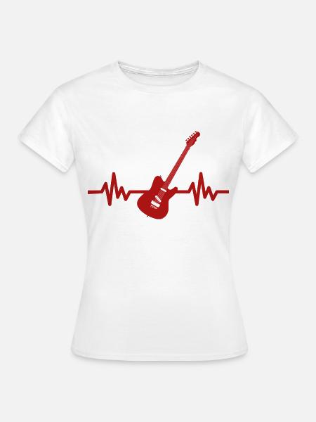 Herzschlag Gitarre - Rock 'n' Roll Punk Band Metal - Frauen T-Shirt - Weiß