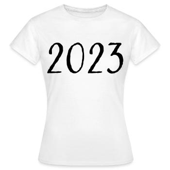 2023 - Jahr - Jahreswechsel - Frauen T-Shirt - Weiß - Vorne - AI Model Female 172 dark (172cm)