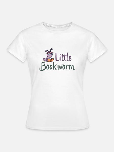 Little Bookworm - Lesewurm Bücherwurm - Frauen T-Shirt - Weiß