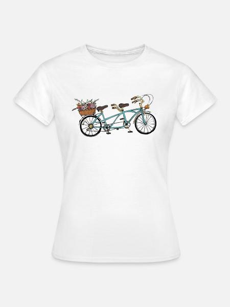 Fleurs de vélo tandem vintage - T-shirt Femme - blanc