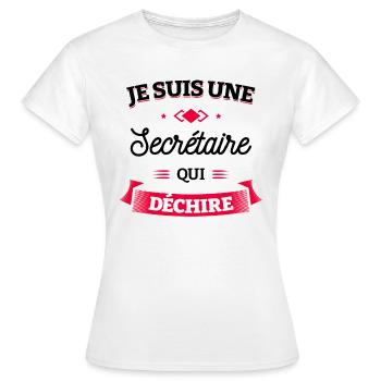 SECRÉTAIRE QUI DÉCHIRE - T-shirt Femme - blanc - Devant - AI Model Female 172 dark (172cm)
