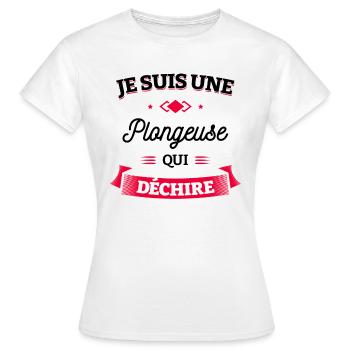 PLONGEUSE QUI DÉCHIRE - T-shirt Femme - blanc - Devant - AI Model Female 172 dark (172cm)