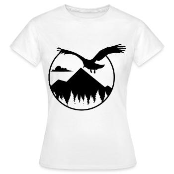 Aigles et montagnes - Eagle and Mountain - T-shirt Femme - blanc - Devant - AI Model Female 172 dark (172cm)