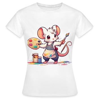 Cute Mouse Artist - Women's T-Shirt - white - Front - AI Model Female 172 dark (172cm)