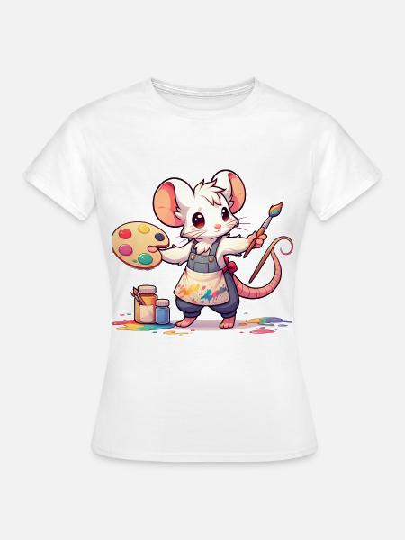 Cute Mouse Artist - Frauen T-Shirt - Weiß