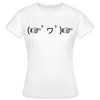 Finger Guns (゚ ☞ヮ゚) ☞ Good Mood Emoticon - Women's T-Shirt - white - Front - AI Model Female 172 dark (172cm)