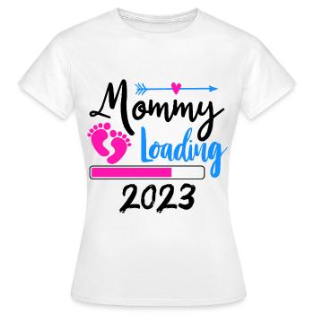Mama loading 2023, werdende Mutter 2023 - Frauen T-Shirt - Weiß - Vorne - AI Model Female 172 dark (172cm)