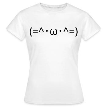 Chats Émote (=^・ω・^=) Chat mignon Kaomoji - T-shirt Femme - blanc - Devant - AI Model Female 172 dark (172cm)