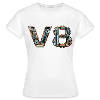 V8 - T-shirt Femme - blanc - Devant - AI Model Female 172 dark (172cm)