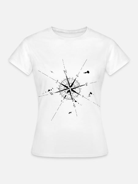 Kompass Navigation Reisen Karte Natur Geschenk - Dame-T-shirt - hvid