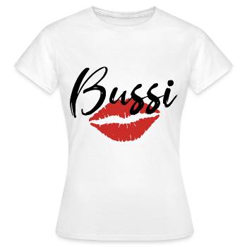 Bussi Kussmund Kuss - Frauen T-Shirt - Weiß - Vorne - AI Model Female 172 dark (172cm)