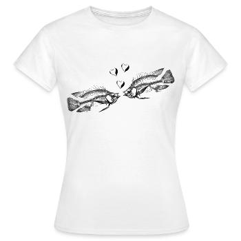 Skelett Fische Liebe Morbider Humor s - Frauen T-Shirt - Weiß - Vorne - AI Model Female 172 dark (172cm)