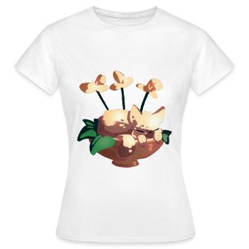 Cat in a pot. - Women's T-Shirt - white - Front - AI Model Female 172 dark (172cm)