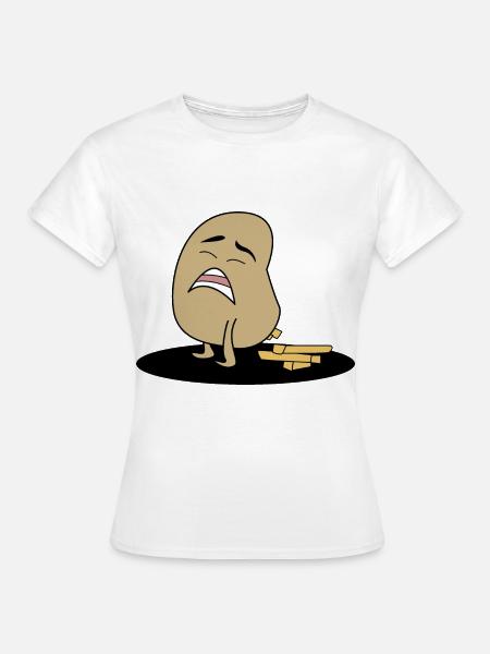 Kackende Kartoffel kackt Pommes Geschenk - Frauen T-Shirt - Weiß