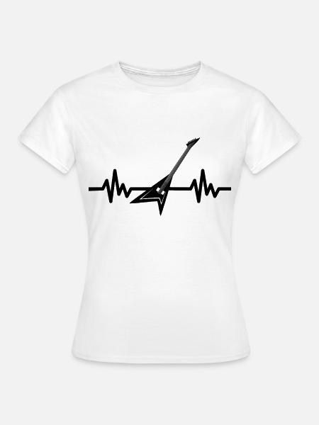 Herzschlag Gitarre - Rock n Roll Punk Band Metal - Dame-T-shirt - hvid
