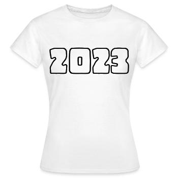 2023 - Jahr - Jahreswechsel - Frauen T-Shirt - Weiß - Vorne - AI Model Female 172 dark (172cm)