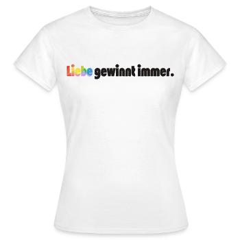 Liebe gewinnt immer Frieden Statement Vielfalt - Frauen T-Shirt - Weiß - Vorne - AI Model Female 172 dark (172cm)