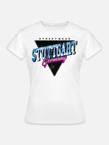 Stuttgart Deutschland Stadt Skyline Vintage Retro - Frauen T-Shirt - Weiß
