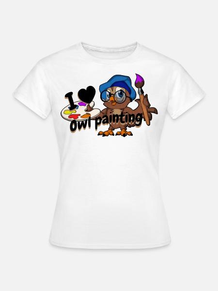 I love owl painting oil painting Ölgemälde - Frauen T-Shirt - Weiß