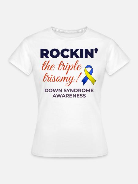 Down-Syndrom-Bewusstsein Dreifacher Trisomie-Stein - Frauen T-Shirt - Weiß