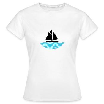 Boot - Frauen T-Shirt - Weiß - Vorne - AI Model Female 172 dark (172cm)