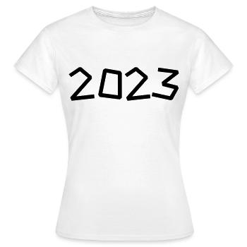 2023 - Jahr - Jahreswechsel - Frauen T-Shirt - Weiß - Vorne - AI Model Female 172 dark (172cm)