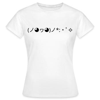 Joie Émoticon (ノ◕ヮ◕)ノ*:・゚✧ Confettis - T-shirt Femme - blanc - Devant - AI Model Female 172 dark (172cm)