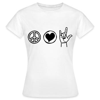 Peace Love Rock 'n' Roll Musikliebhaber - Frauen T-Shirt - Weiß - Vorne - AI Model Female 172 dark (172cm)