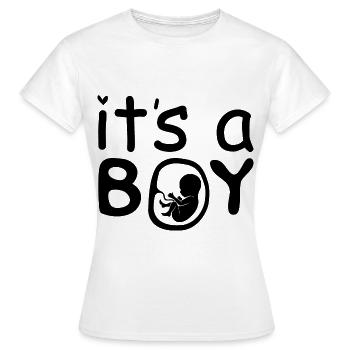 Schwanger, Es ist ein Junge, Schwangerschaft - Frauen T-Shirt - Weiß - Vorne - AI Model Female 172 dark (172cm)