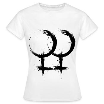 Double Venus symbol Lesbian homosexuality - Women's T-Shirt - white - Front - AI Model Female 172 dark (172cm)