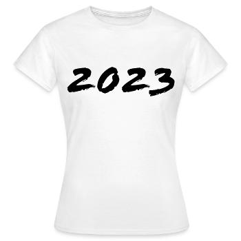 2023 - Jahr - Jahreswechsel - Frauen T-Shirt - Weiß - Vorne - AI Model Female 172 dark (172cm)