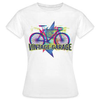 BIKE - Vintage Garage - Streetstyle Neon Art - T-shirt Femme - blanc - Devant - AI Model Female 172 dark (172cm)