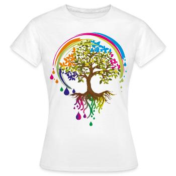 colourful tree - Women's T-Shirt - white - Front - AI Model Female 172 dark (172cm)