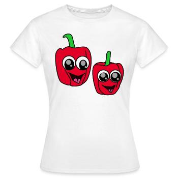 Paprika verrückt Glubschaugen Gemüse Vegan - Frauen T-Shirt - Weiß - Vorne - AI Model Female 172 dark (172cm)