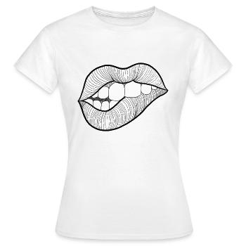 Levres mund linework - Frauen T-Shirt - Weiß - Vorne - AI Model Female 172 dark (172cm)