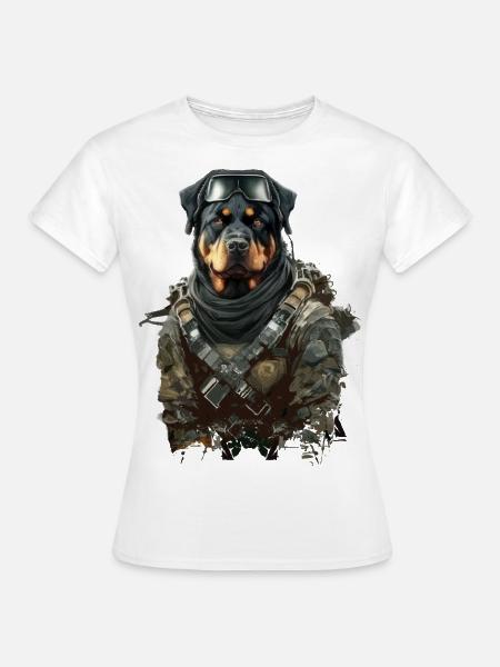 Rottweiler als Soldat - Frauen T-Shirt - Weiß