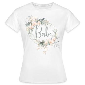Babe mit Blumenkranz aus Rosen - Frauen T-Shirt - Weiß - Vorne - AI Model Female 172 dark (172cm)