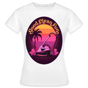 Retro 80s Staubsauger mit Orchidee und Palmen - Frauen T-Shirt - Weiß - Vorne - AI Model Female 172 dark (172cm)