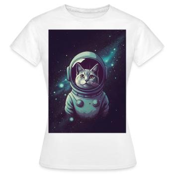 Nostalgische Vintage kosmische Katze - Frauen T-Shirt - Weiß - Vorne - AI Model Female 172 dark (172cm)