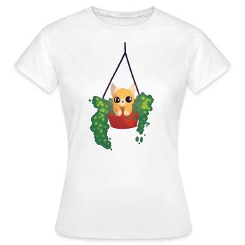 Cat in a pot - Women's T-Shirt - white - Front - AI Model Female 172 dark (172cm)